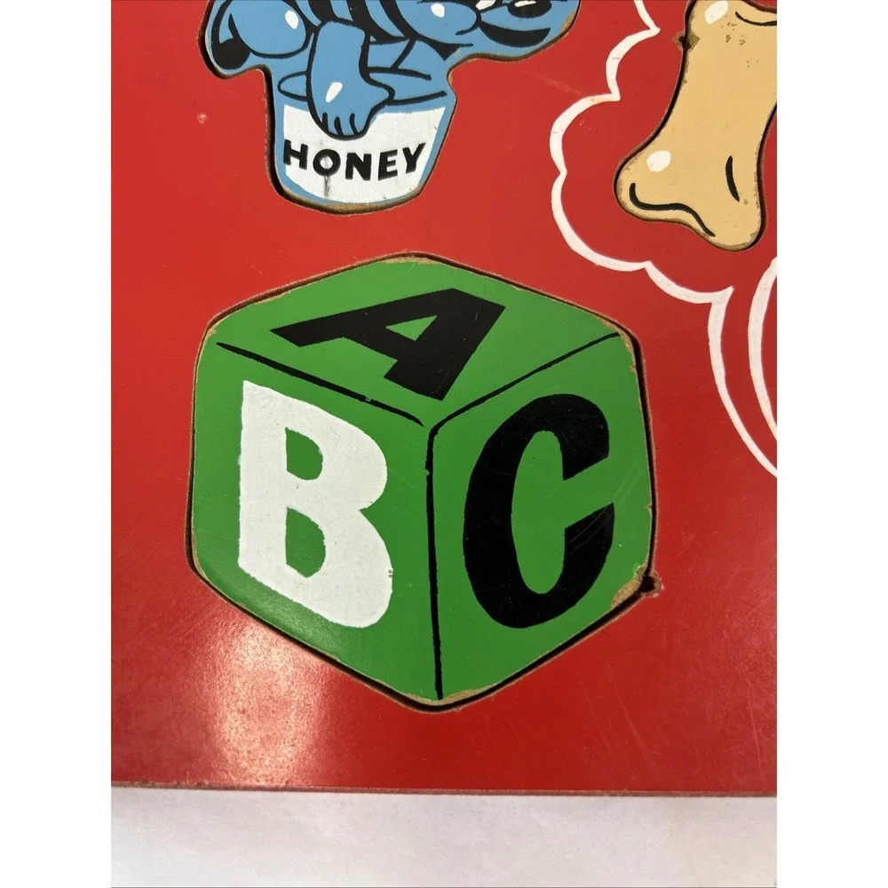 Vintage SIFO Wooden Toy Puppy Honey Bee Shape Puzzle‎ Read